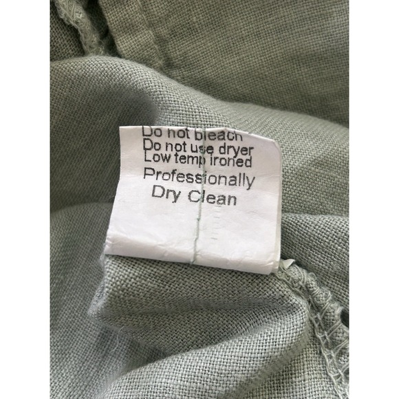 Terzo Millennio Shift Dress Large Linen Sage Green Sleeveless Lagenlook Ruffled - Picture 7 of 9